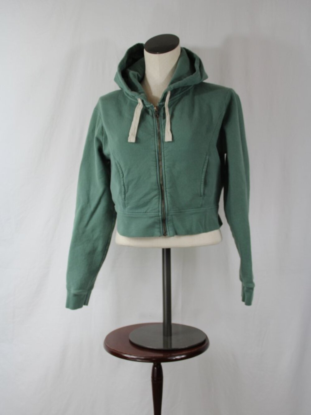 Champion Women's Cropped Zip-Up Hoodie Sweatshirt - Green Sz XS